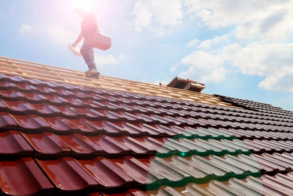 Roofer on a roof