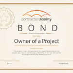 Contractor Liability bond proof of guarantee of the owner of a project
