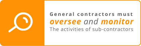 General contractors must oversee and monitor the activities of subcontractor