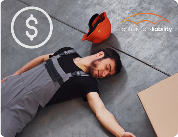 Man lying on the ground safely because he has Workers Compensation Insurance