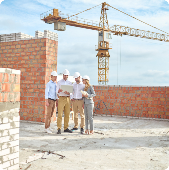 Group of contractors analyzing the best bids for constractor liability