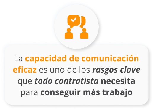 Infografia de La capacidad de comunicación eficaz es uno de los rasgos clave que todo contratista necesita para conseguir más trabajo