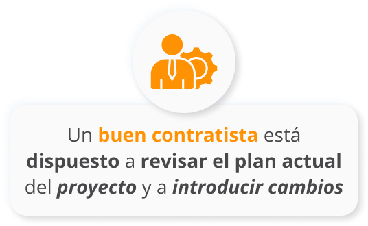 Infografia de Un buen contratista está dispuesto a revisar el plan actual del proyecto y a introducir cambios