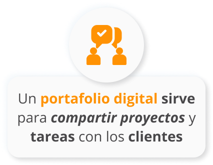 Infografia de Un portafolio digital sirve para compartir proyectos y tareas con los clientes