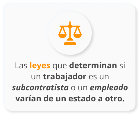 Infografico de Las leyes que determinan si un trabajador es un subcontratista o un empleado varían de un estado a otro.