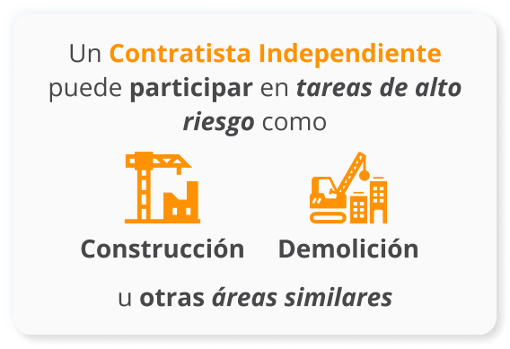 Infografico de Un Contratista Independiente puede participar en tareas de alto riesgo como
